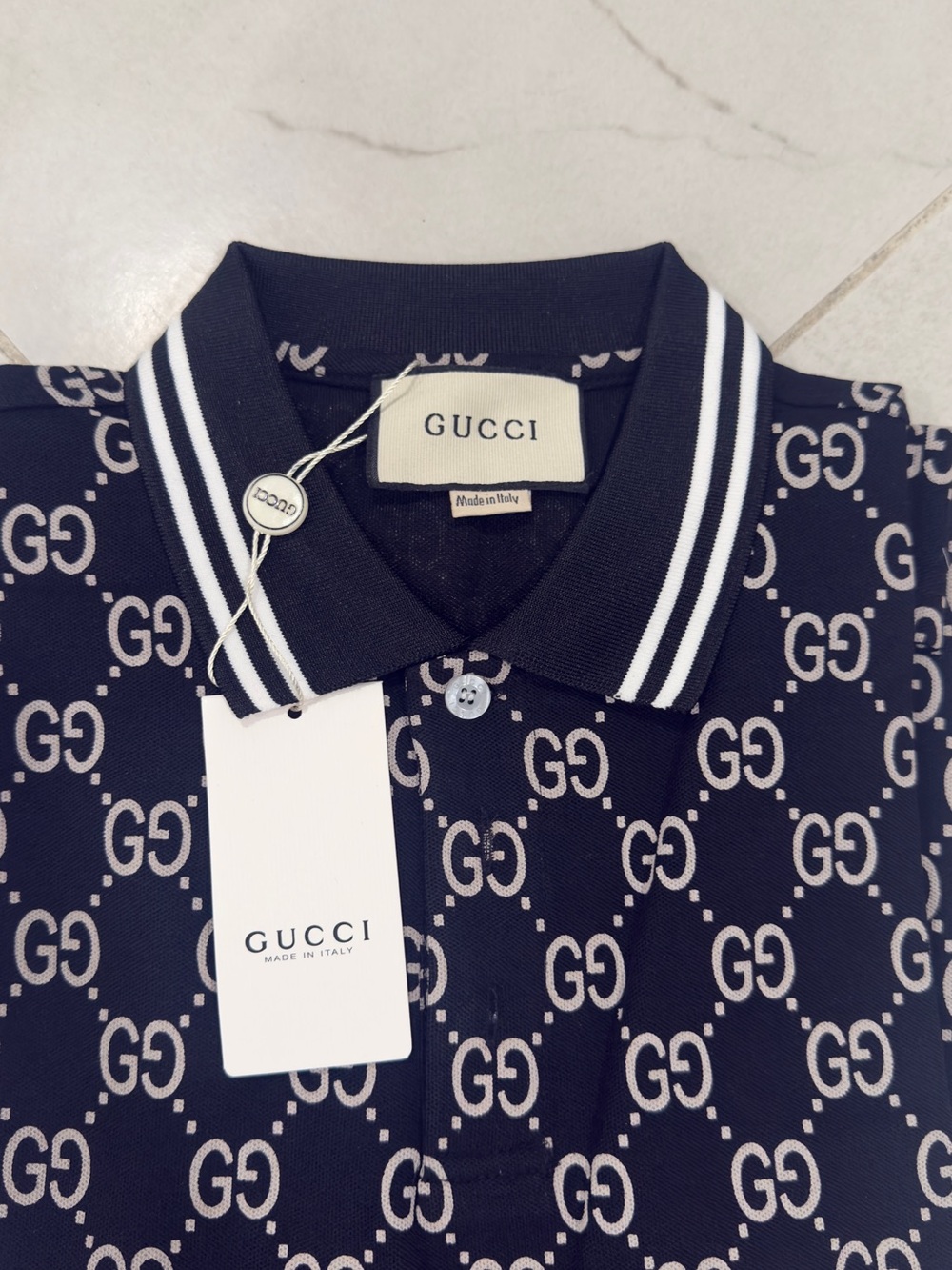 Gucci Black Polo with White GG Monogram - Picture 2 of 2